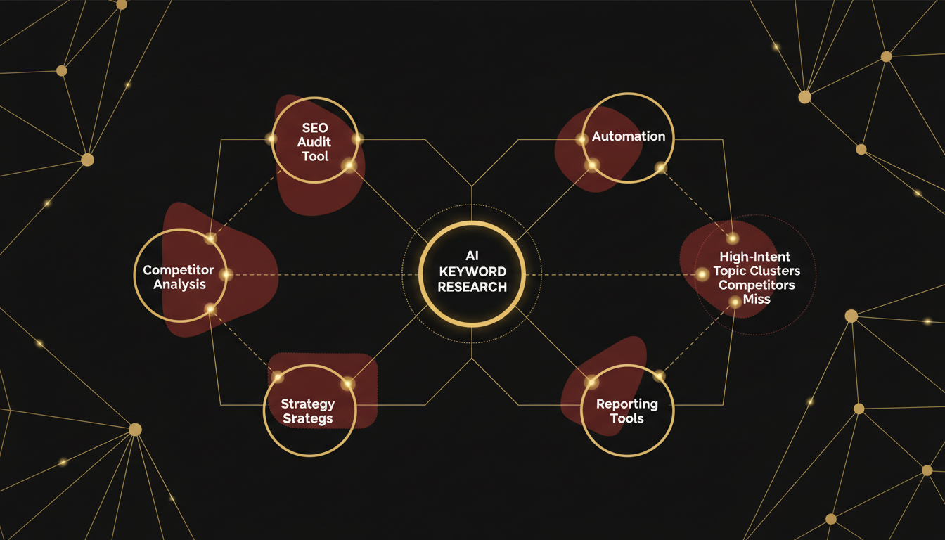 AI keyword research dashboard surfacing high-intent topic clusters that competitors have not targeted